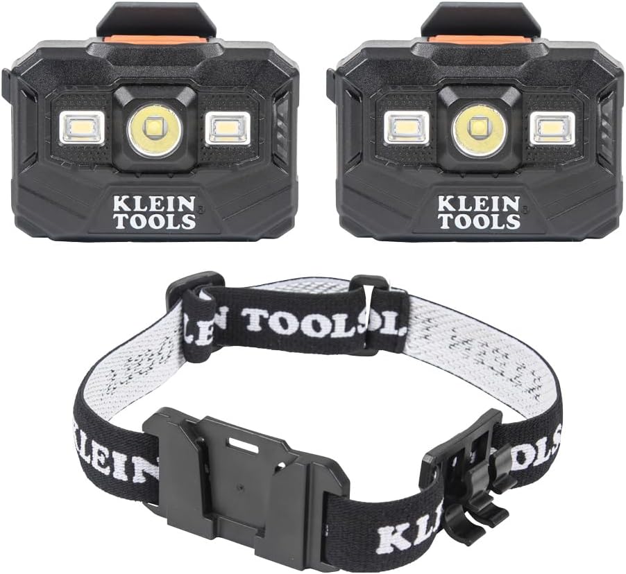 Klein Tools 80174 3-Piece Rechargeable LED Headlamps with Bracket and Fabric Strap