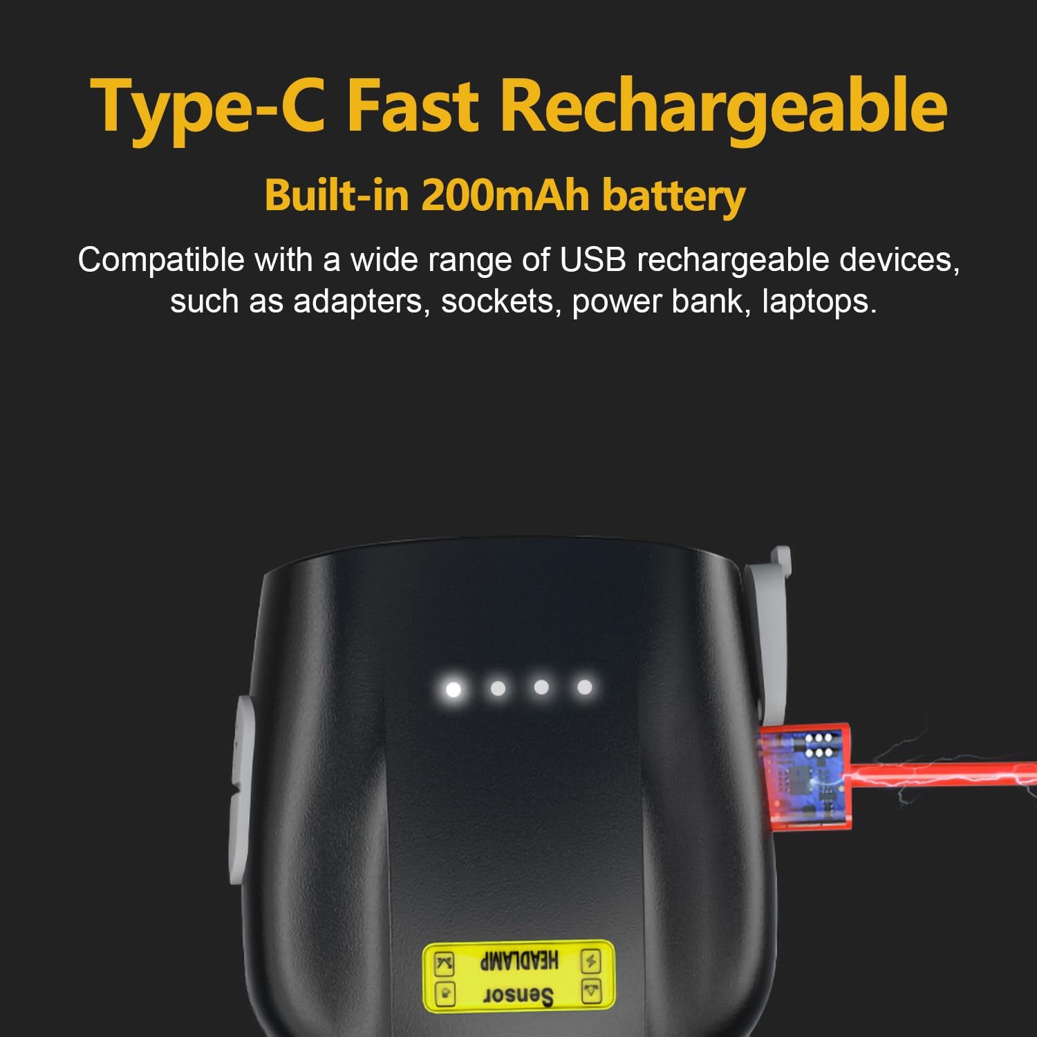 Clipped-on USB-C rechargeable cap light for sports