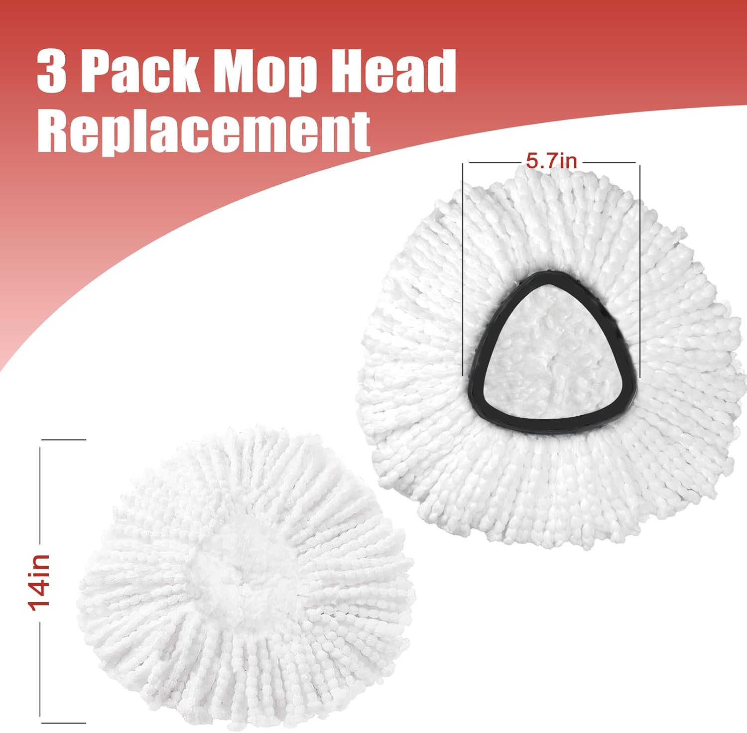 Mop Head Replacement 3 Pack Spin Mop Refill White