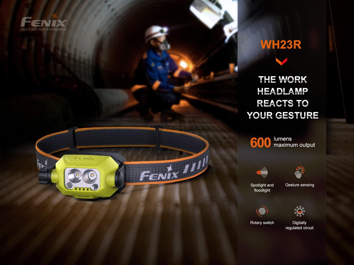 Fenix WH23R 600 Lumen USB Rechargeable Gesture Headlamp