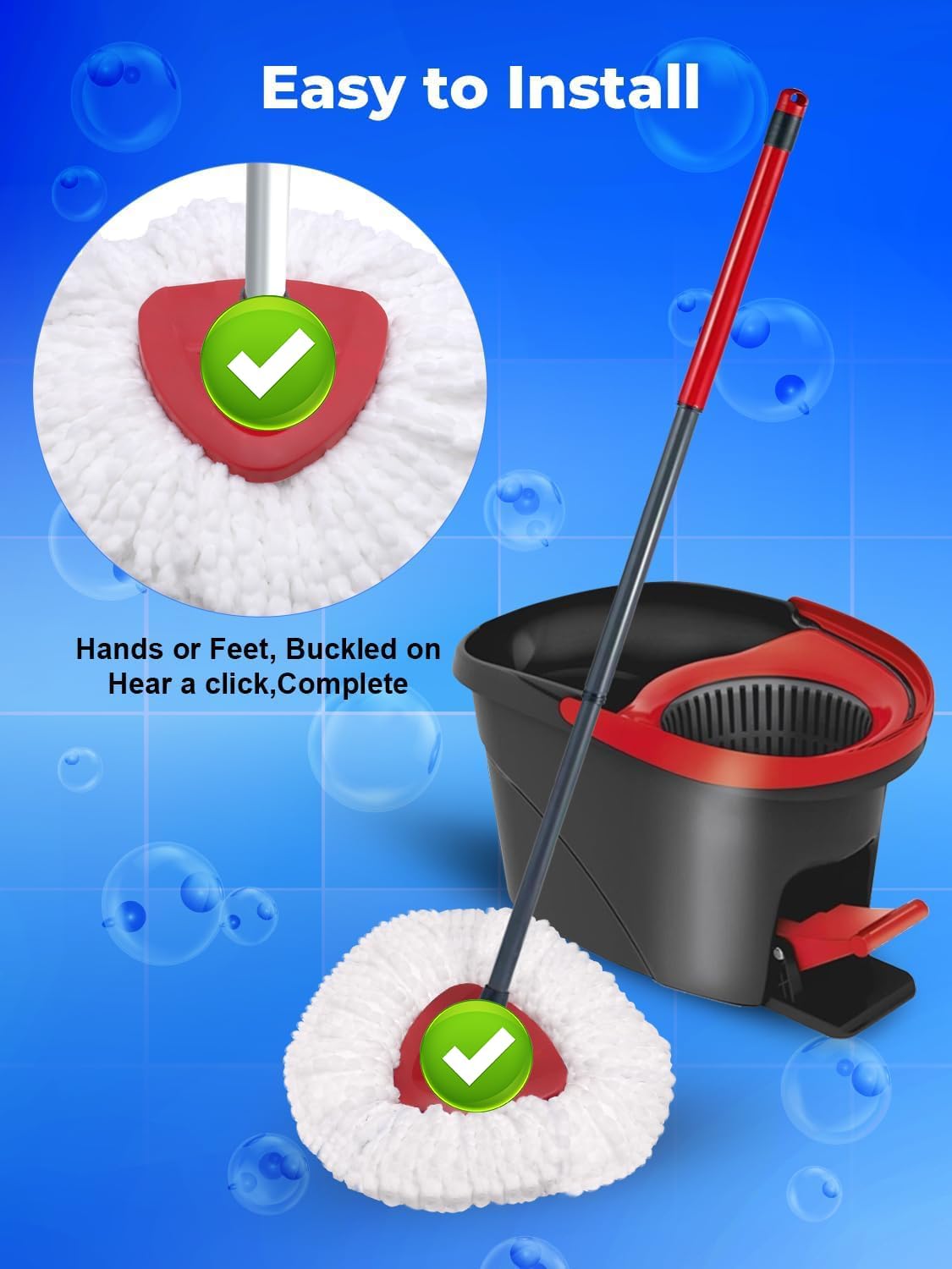 4-Piece Microfiber Mop Head Compatible with O-Cedar EasyWring