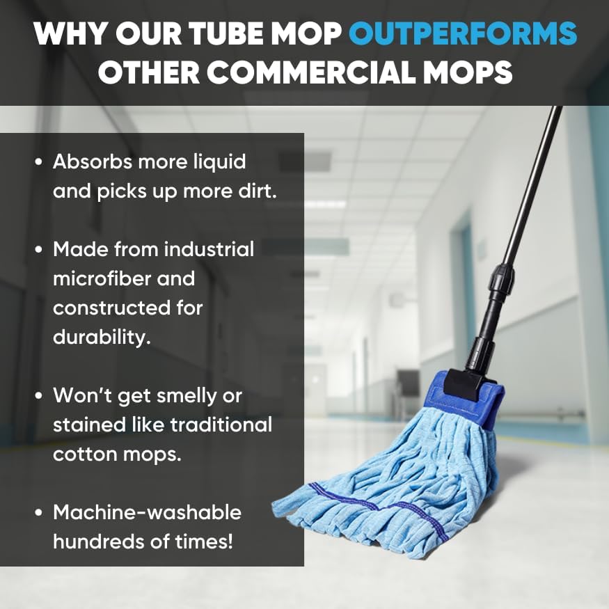 Large Blue Microfiber Mop Head Industrial Refill Reusable Washable Durable