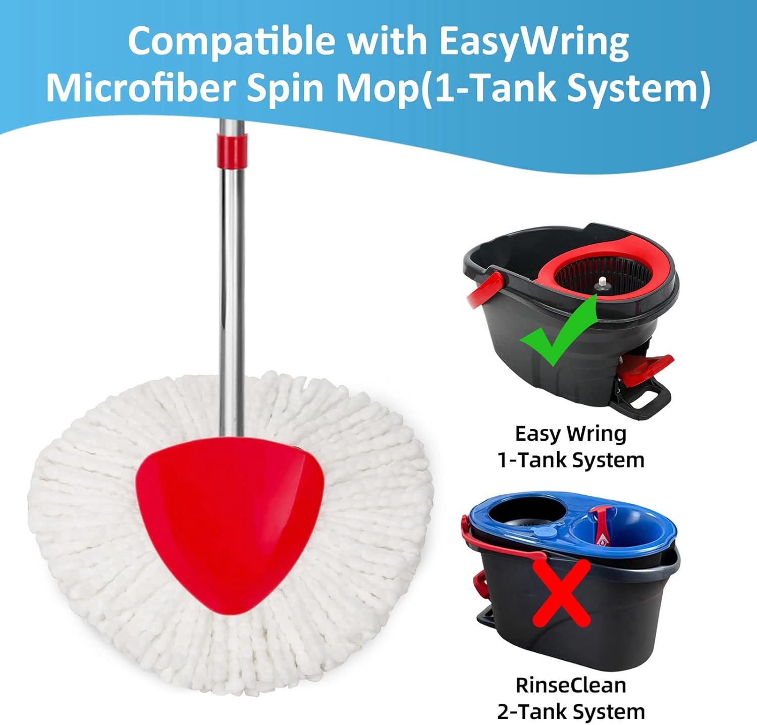Durable Spin Mop Heads for EasyWring 1-Tank System