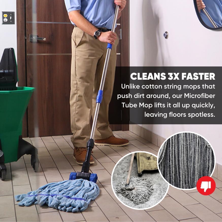 Large Blue Microfiber Mop Head Industrial Refill Reusable Washable Durable
