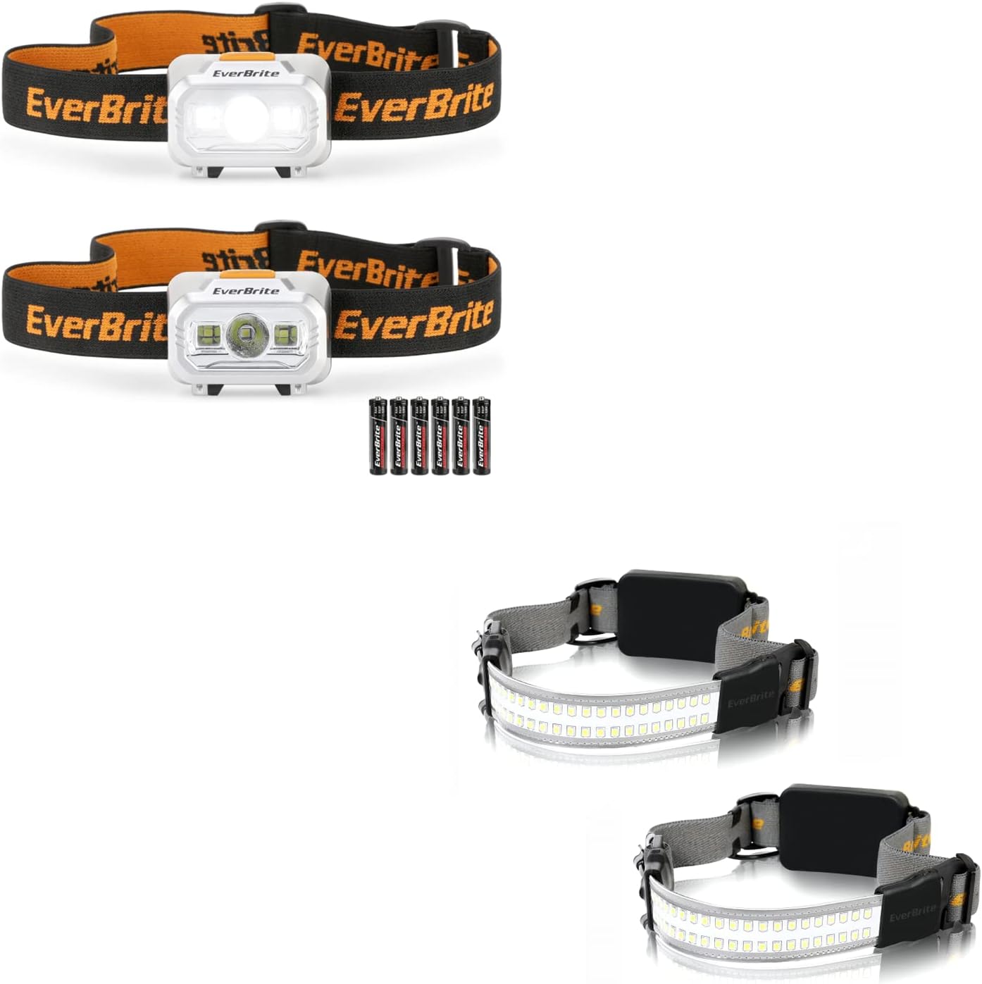 EverBrite 4-Piece Headlamp Set for camping hiking and tailgating