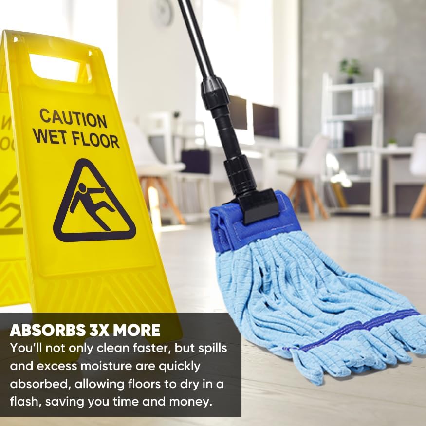 Large Blue Microfiber Mop Head Industrial Refill Reusable Washable Durable