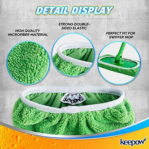 KEEPOW Reusable Wet Pads Swiffer Mop Compatible 4-Pack