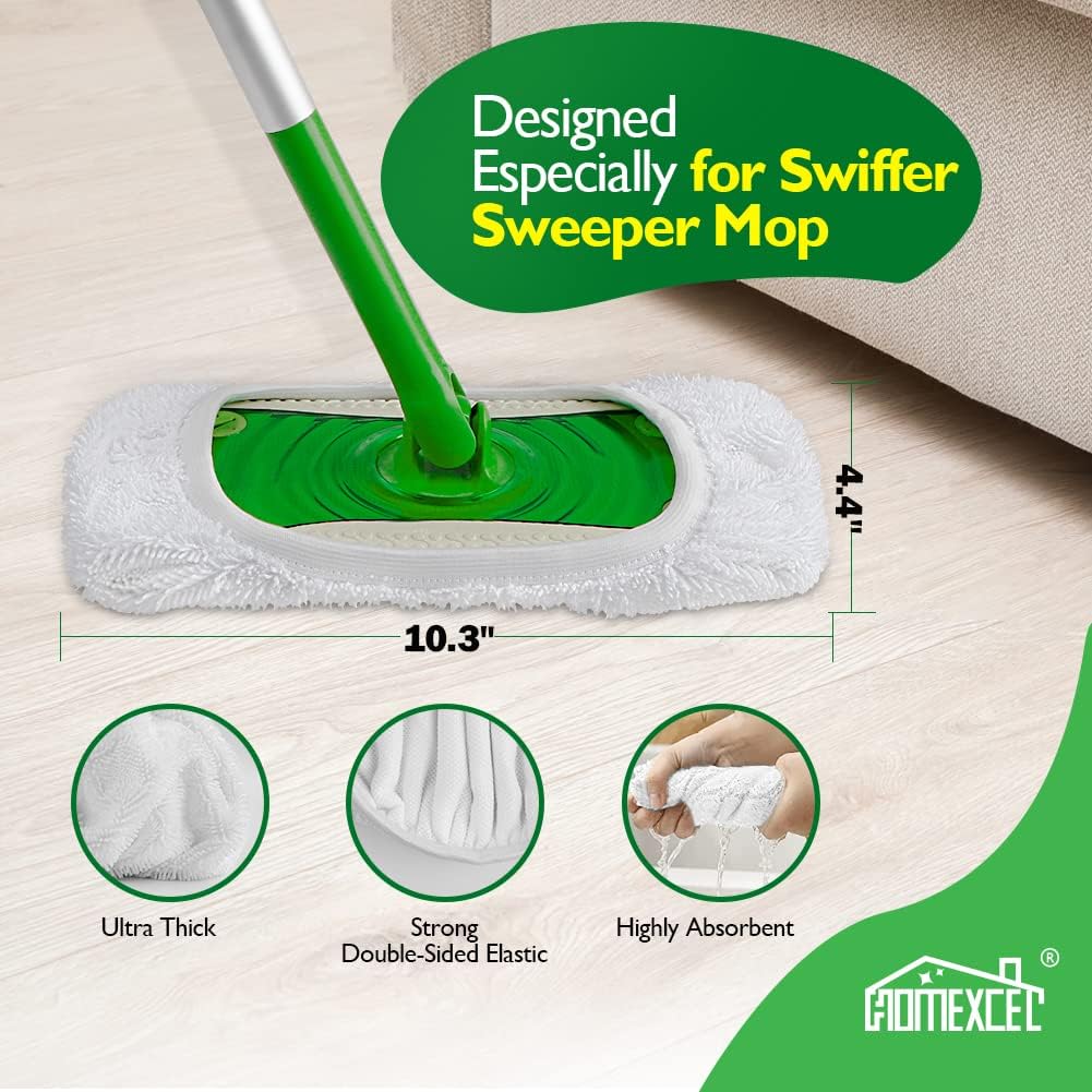 Reusable Microfiber Mop Pads for Swiffer Sweeper - Durable and Washable