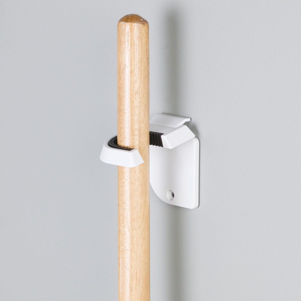 InterDesign Broom Mop Holder White Set of 2