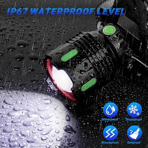 100000 LM Ultra Bright LED Headlamp with Induction Zoom Function IPX67 Waterproof