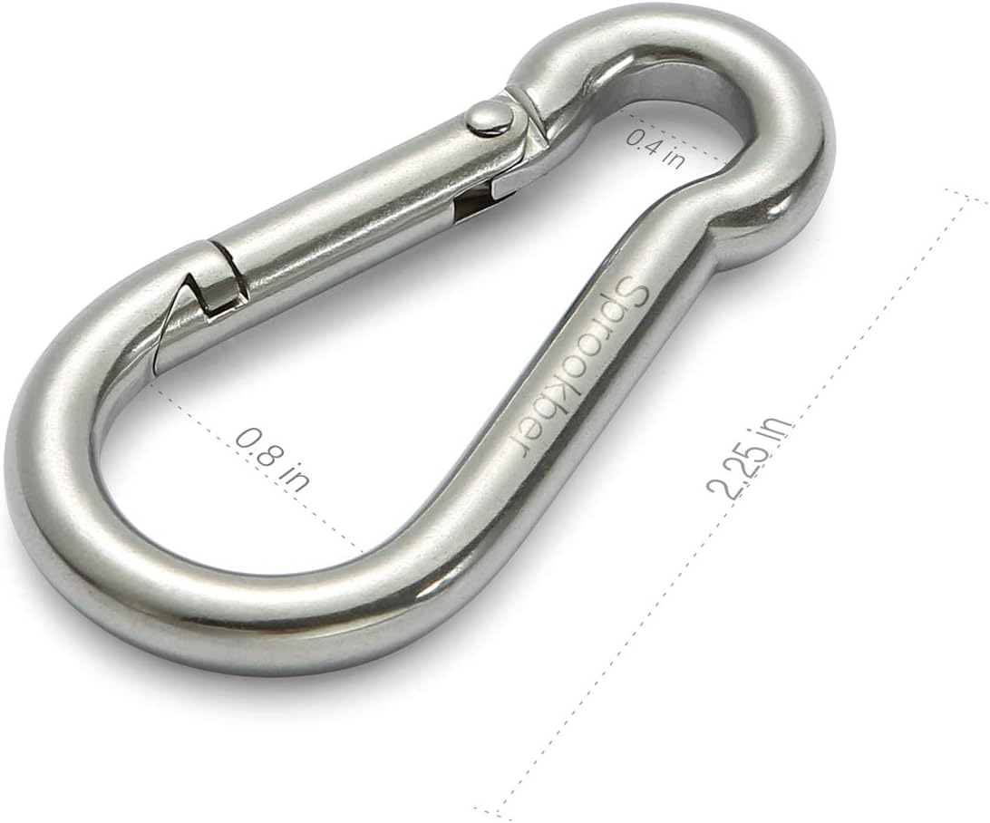 Sprookber 304 Stainless Steel Spring Snap Hook Carabiner Set of 6