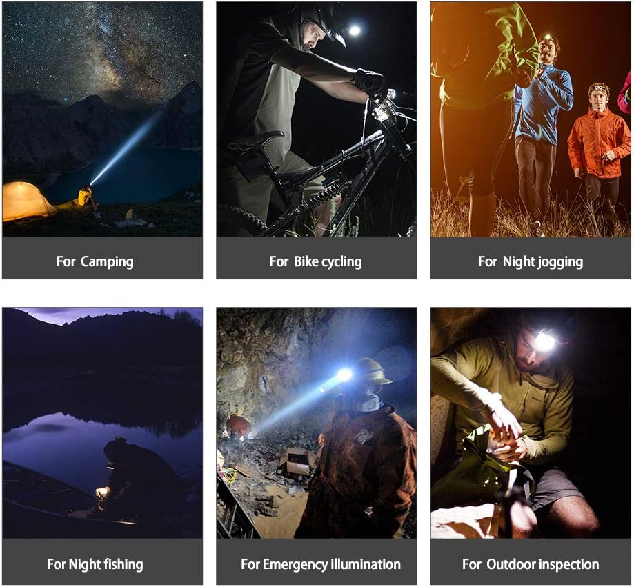 Rechargeable LED Headlamp Adjustable Powerful for Camping Hiking Hunting
