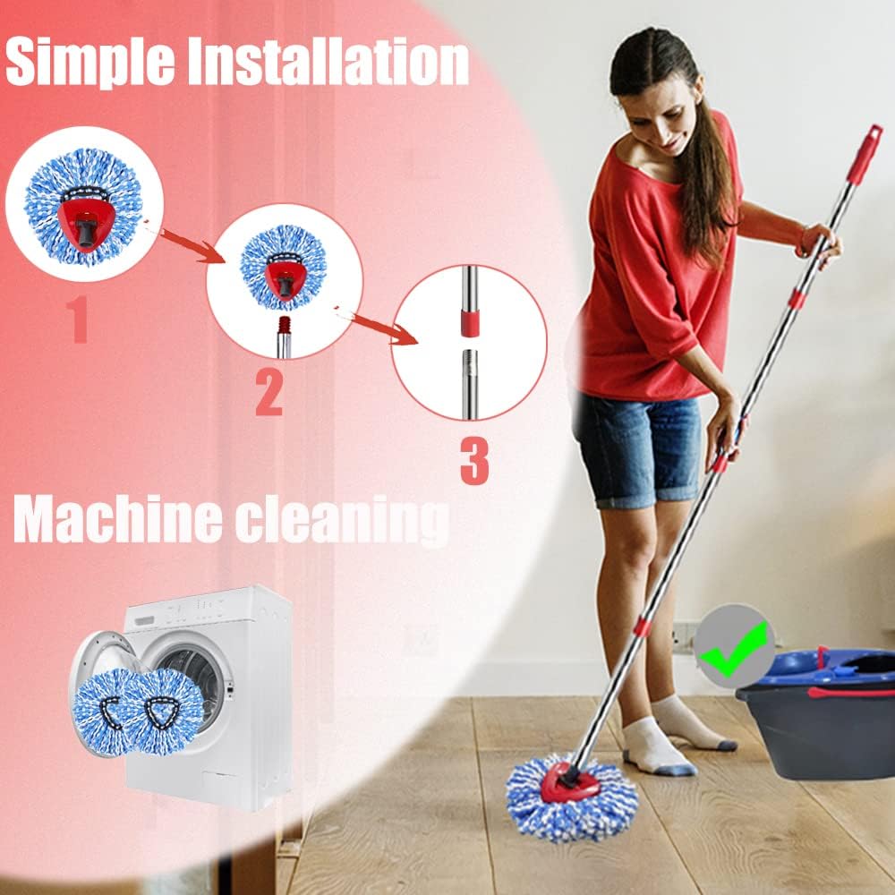 Ocedar Spin Mop Replacement Set - 100 Microfiber for 2-Tank System