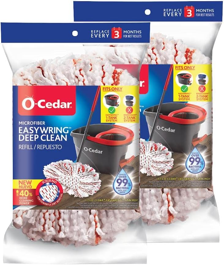 O-C Cedar EasyWring Deep Clean Spin Mop Head Refill Pack of 2