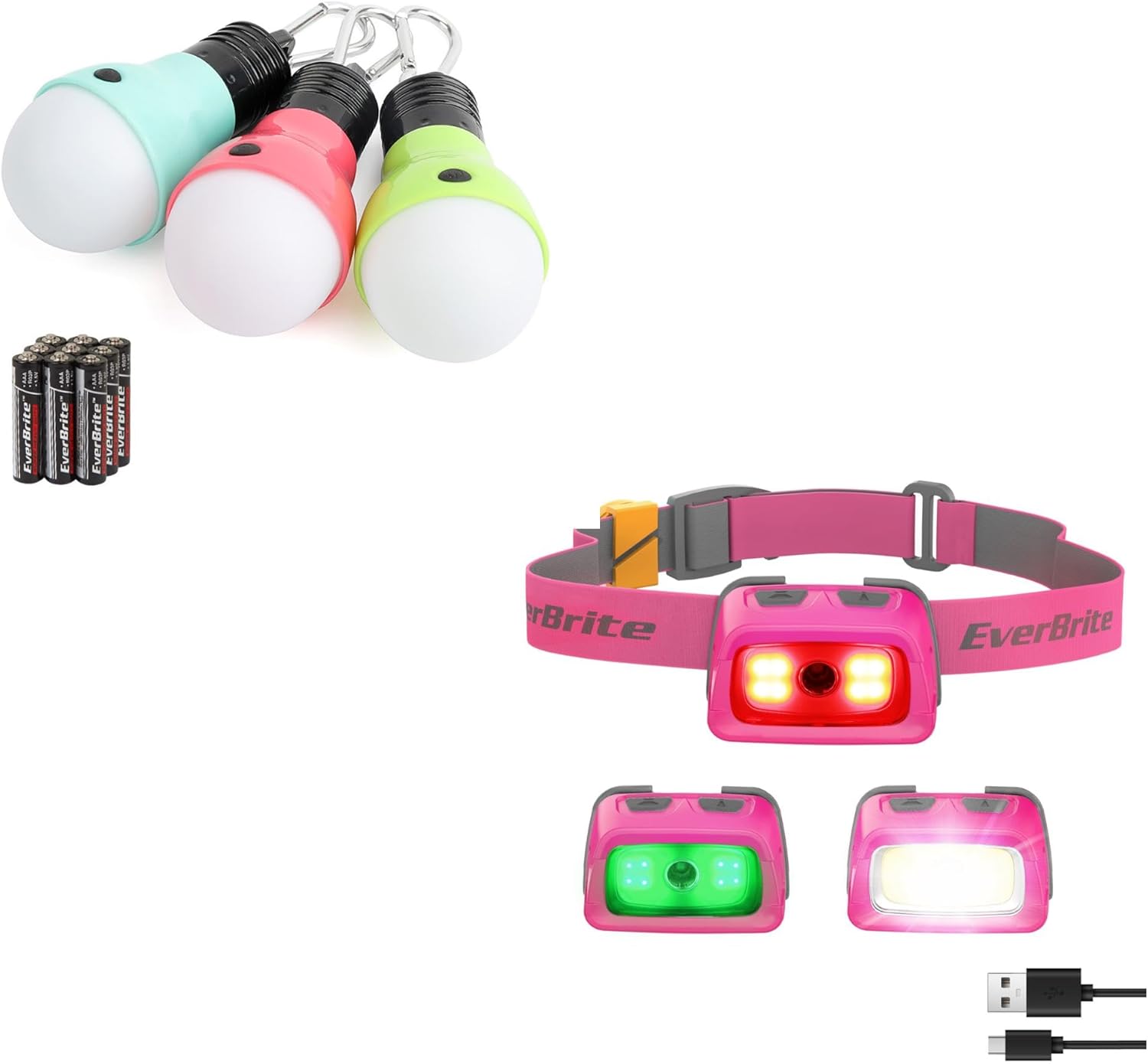 EverBrite 3-Piece Camping Lights Set Including Rechargeable Headlamp