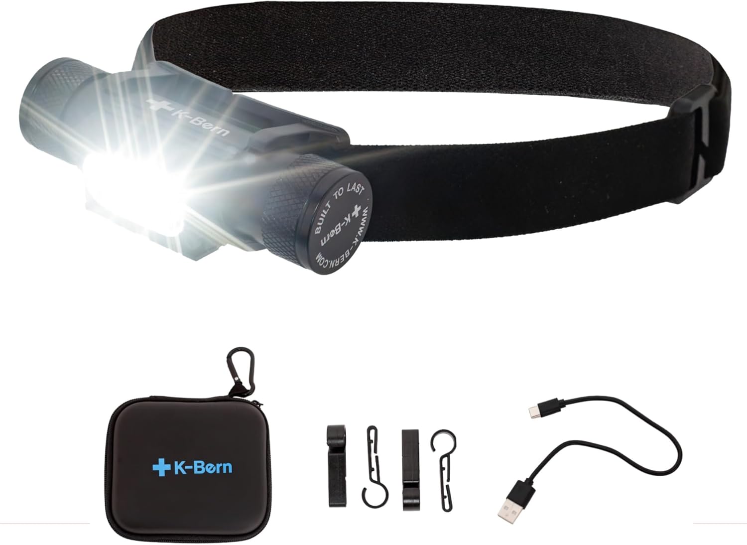 K-Bern Rechargeable Headlamp - Ultra-Bright Waterproof for Outdoor Use