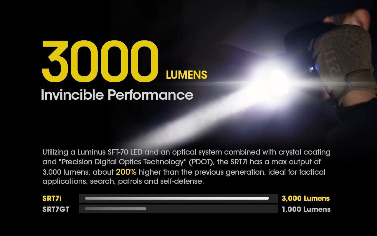 Nitecore SRT7i 3000 Lums 580m Reach 87k Intensity