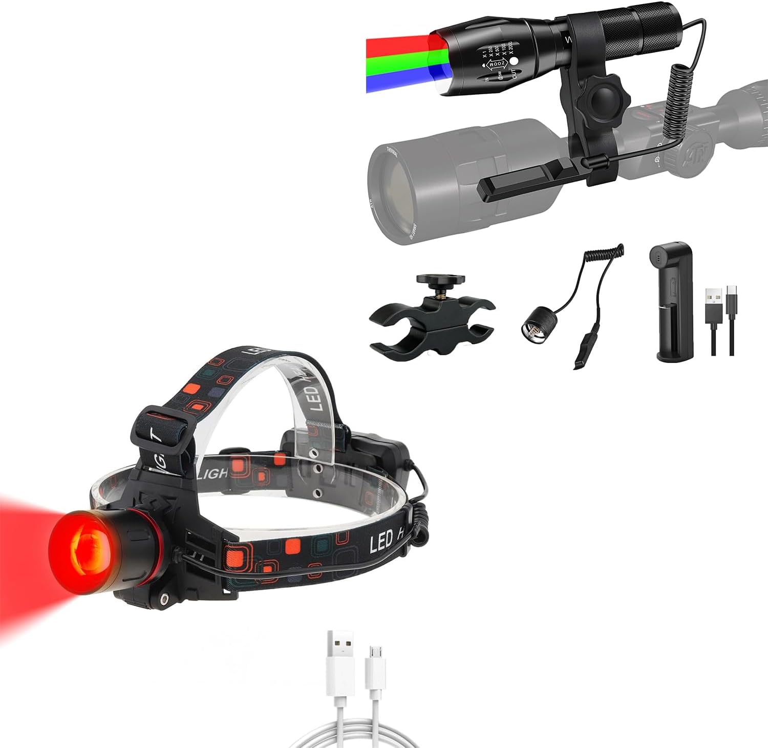 Durable Red Light Headlamp with 4 Color Options