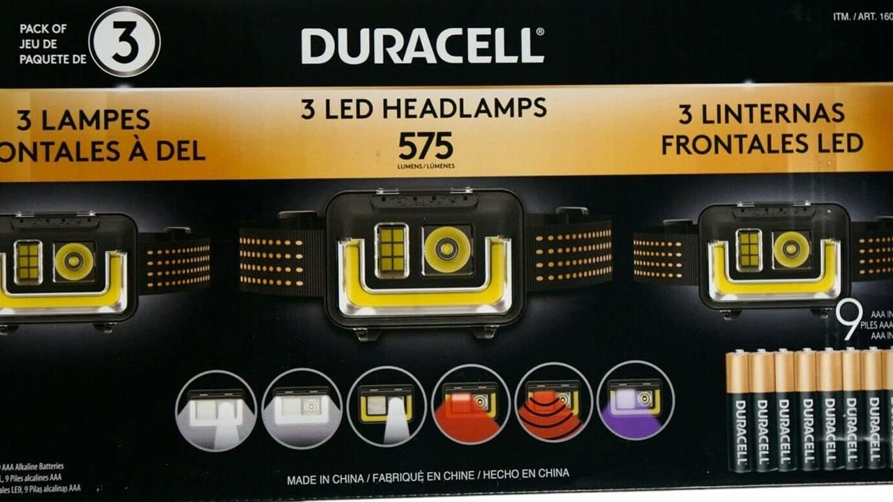 Duracell LED Headlamps 575 Lumens 3 Count Bright Reliable for Camping