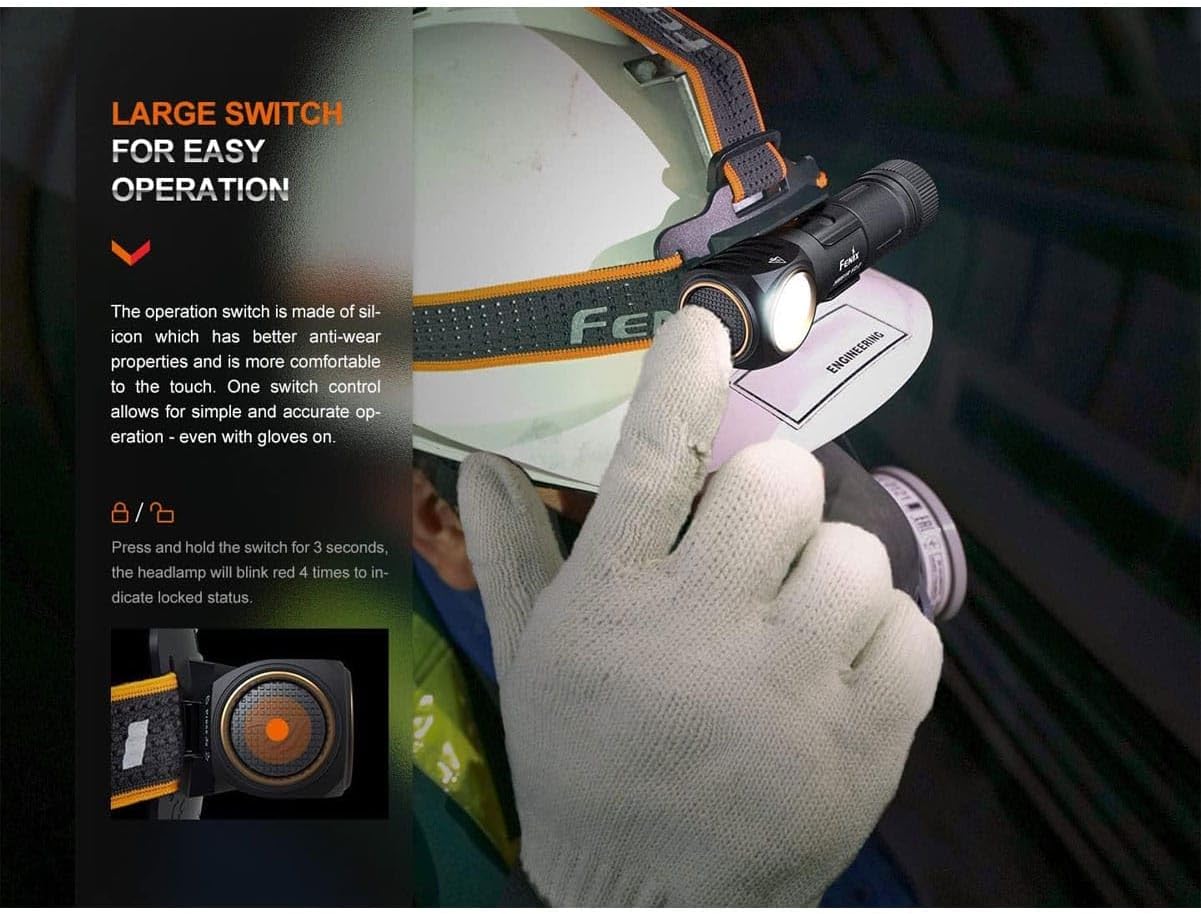Fenix HM61RV2 1600 lumens 300-hour runtime 8 modes Black headlamp