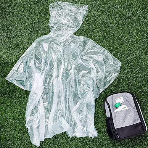 Juvale 10-Pack Disposable Rain Ponchos for Kids - Clear