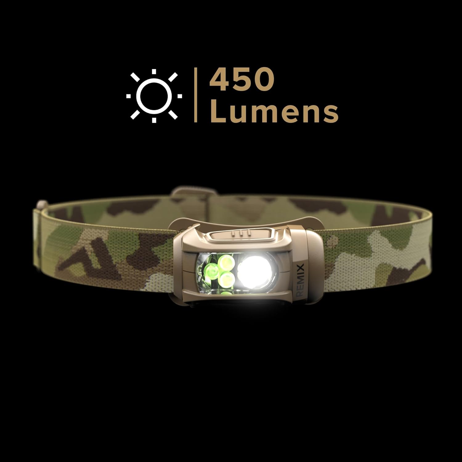 Princeton Tec Remix LED Headlamp 450 Lumens Multicam wRed LEDs RMX300-RD-MC