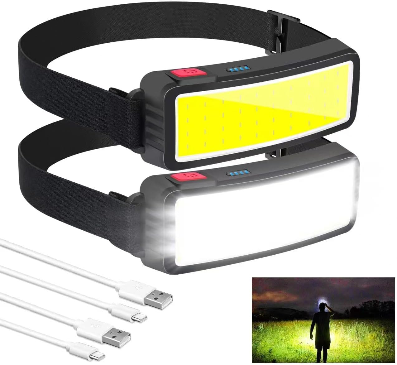 ZOYYE Rechargeable Headlamp Set 5000 Lumen 3 Modes Waterproof camping flashlight