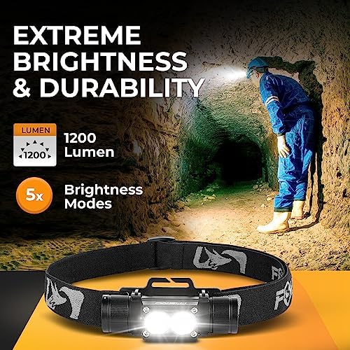 Bright Durable IPX7 Waterproof Rechargeable Headlamp for Work Hiking