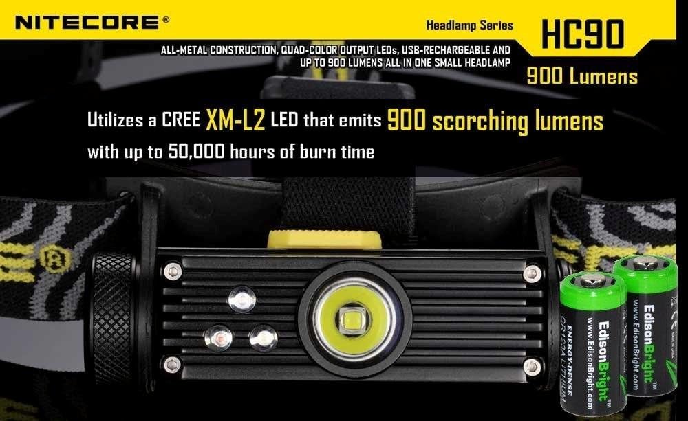 1000lumens Nitecore HC90 with rechargeable battery