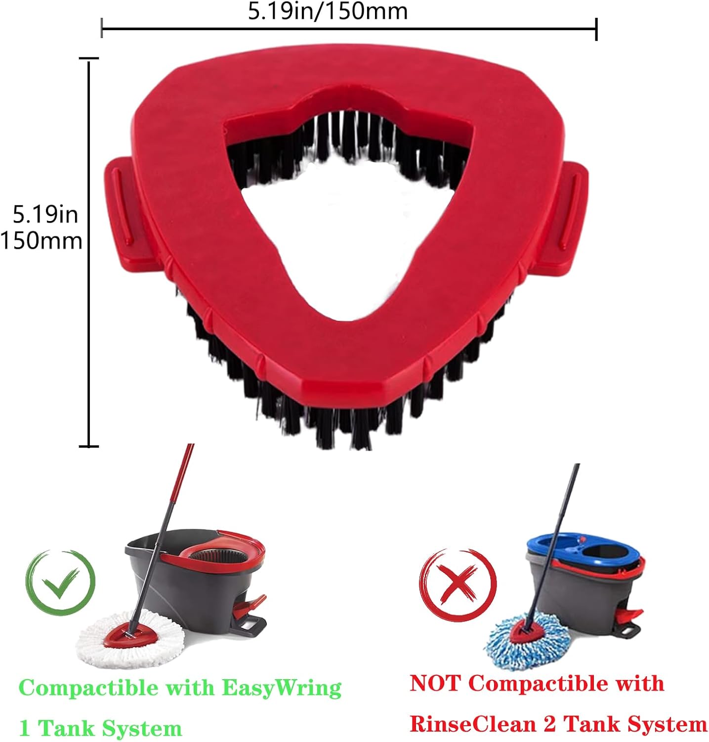 Fazlyni Multi-Surface Stiff Bristle Mop Brush for 1-Can System