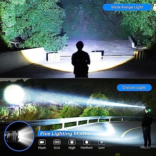 100000 Lumens Rechargeable Headlamp with 90 Adjustable Settings