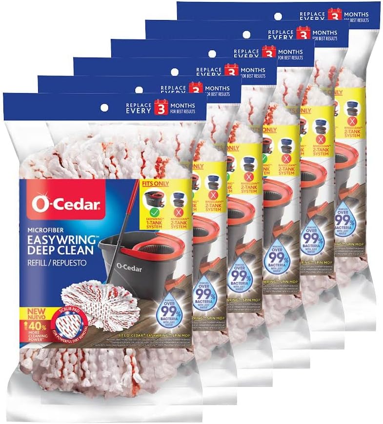 O Cedar EasyWring Deep Clean Mop Head Replacement Pack of 6