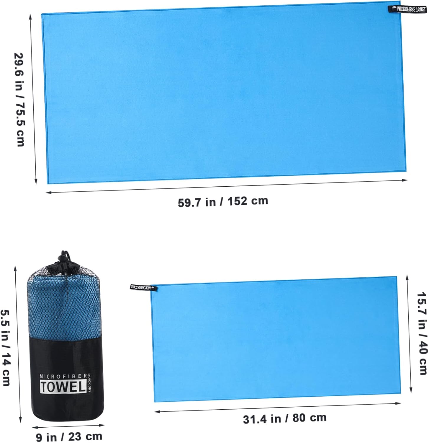 Quick-Drying Sky-Blue Beach Towel