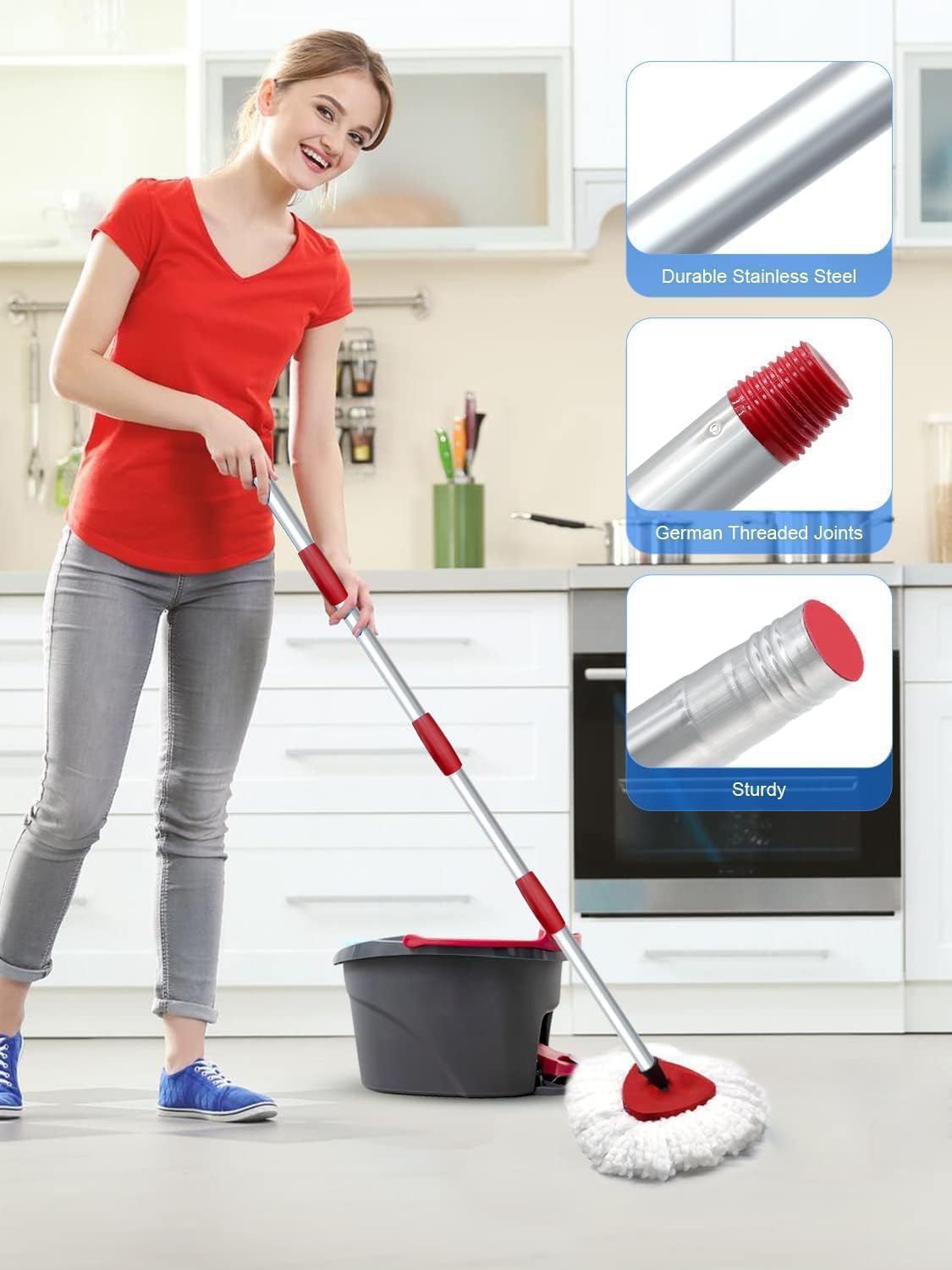 4-Piece Microfiber Mop Head Compatible with O-Cedar EasyWring