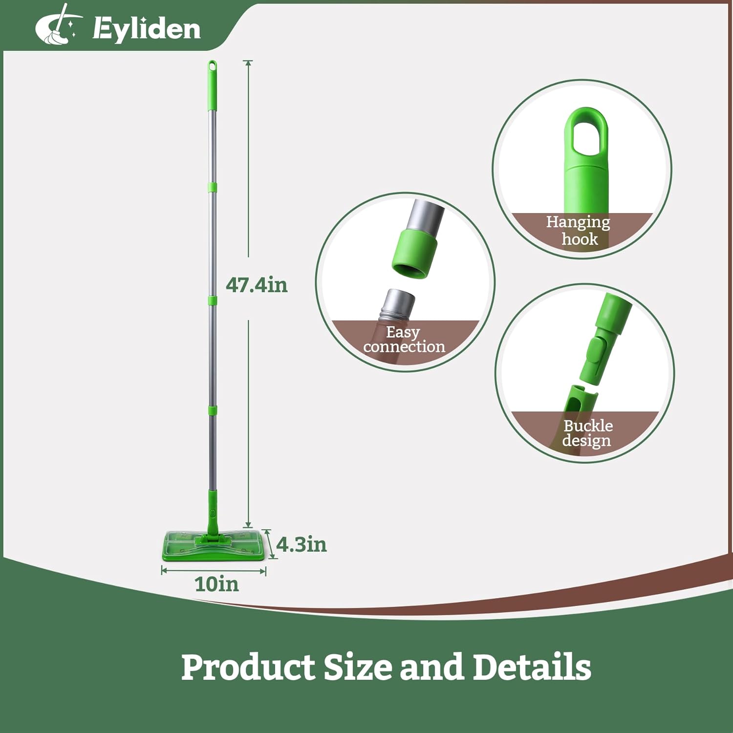 Eyliden Mop with 24 Wet Pads and Refills for Multi Surface Cleaning