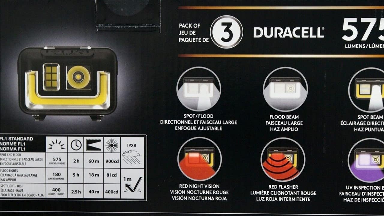 Duracell LED Headlamps 575 Lumens 3 Count Bright Reliable for Camping