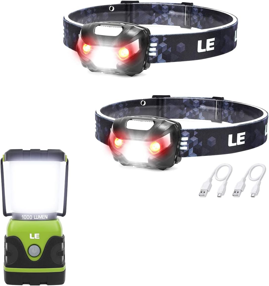 Lighting EVER Rechargeable LED Headlamp Lantern Bundle