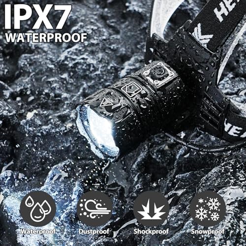 Rechargeable LED Headlamp 990000 Lumens 5 Modes Zoomable IPX7 Waterproof