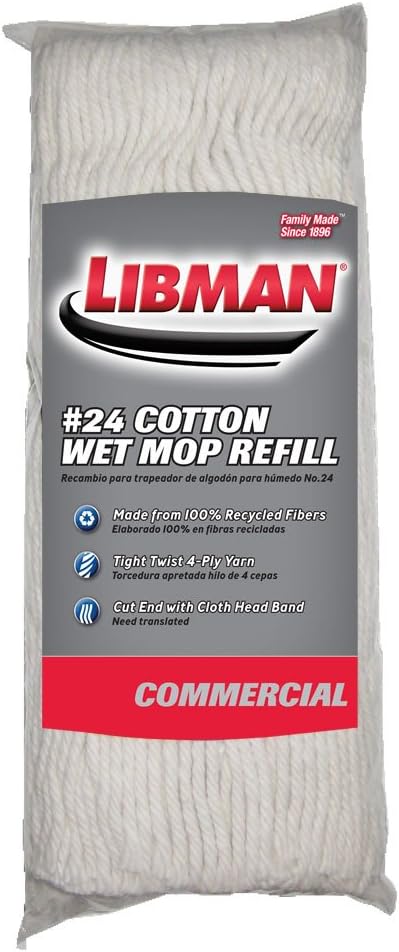 Libman 24 Cotton Wet Mop Refill - Durable and Econ-friendly