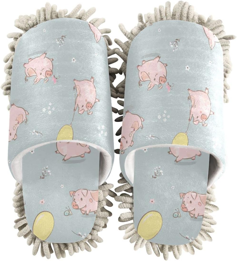 DOMIKING Pigs Mop Slipper for Easy Floor Cleaning