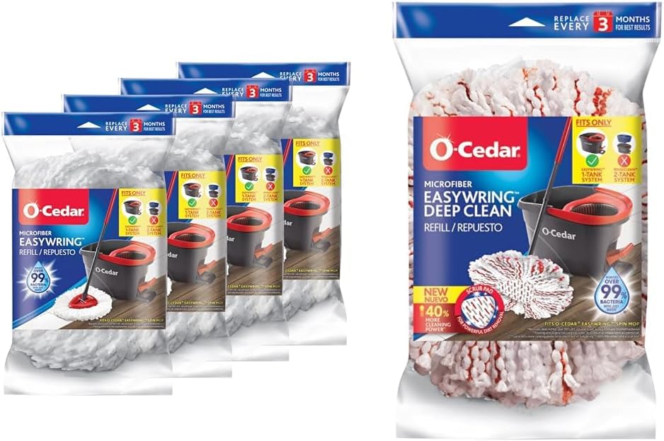 O-Cedar EasyWring Microfiber Mop Refill Deep Clean Bacterial-Free