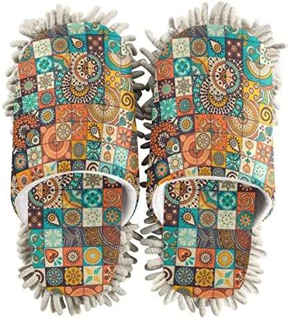 DOMIKING Boho Mandala Mop House Slippers for Women