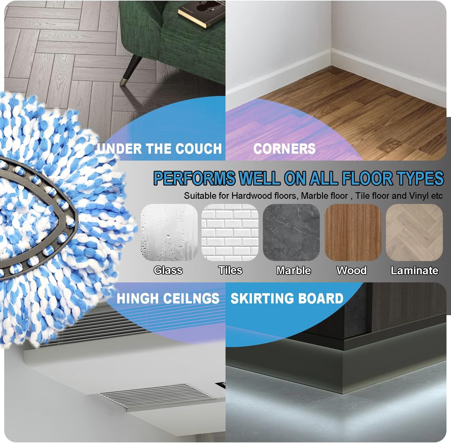 Easywring 1-Tank System Replacement Head O-cedar Spin Mop 3-Pack
