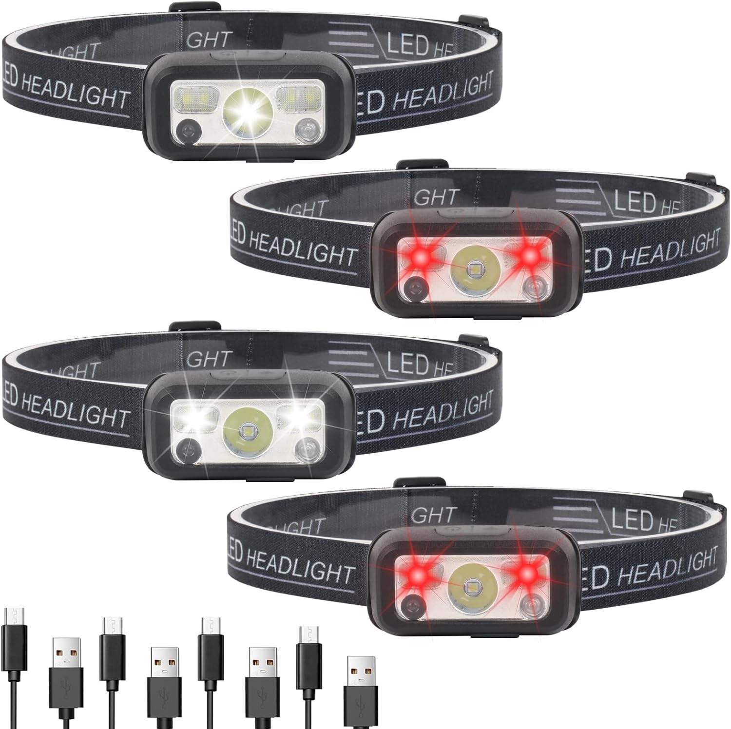Hilngav Headlamp Set 4-Piece Rechargeable