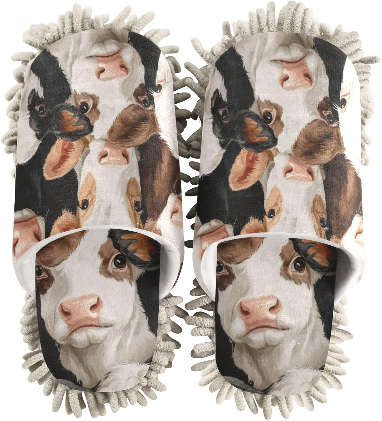 FLildon Microfiber Mop Slippers Farm Cow Design for Men Women