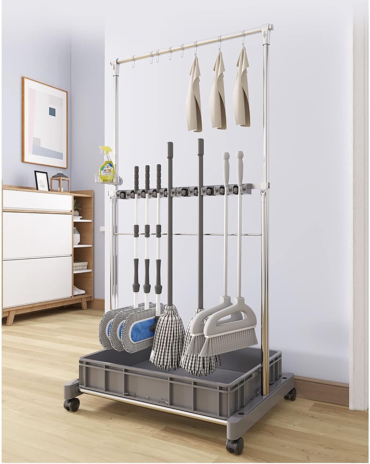 Movable Broom Mop Holder keeps your space tidy