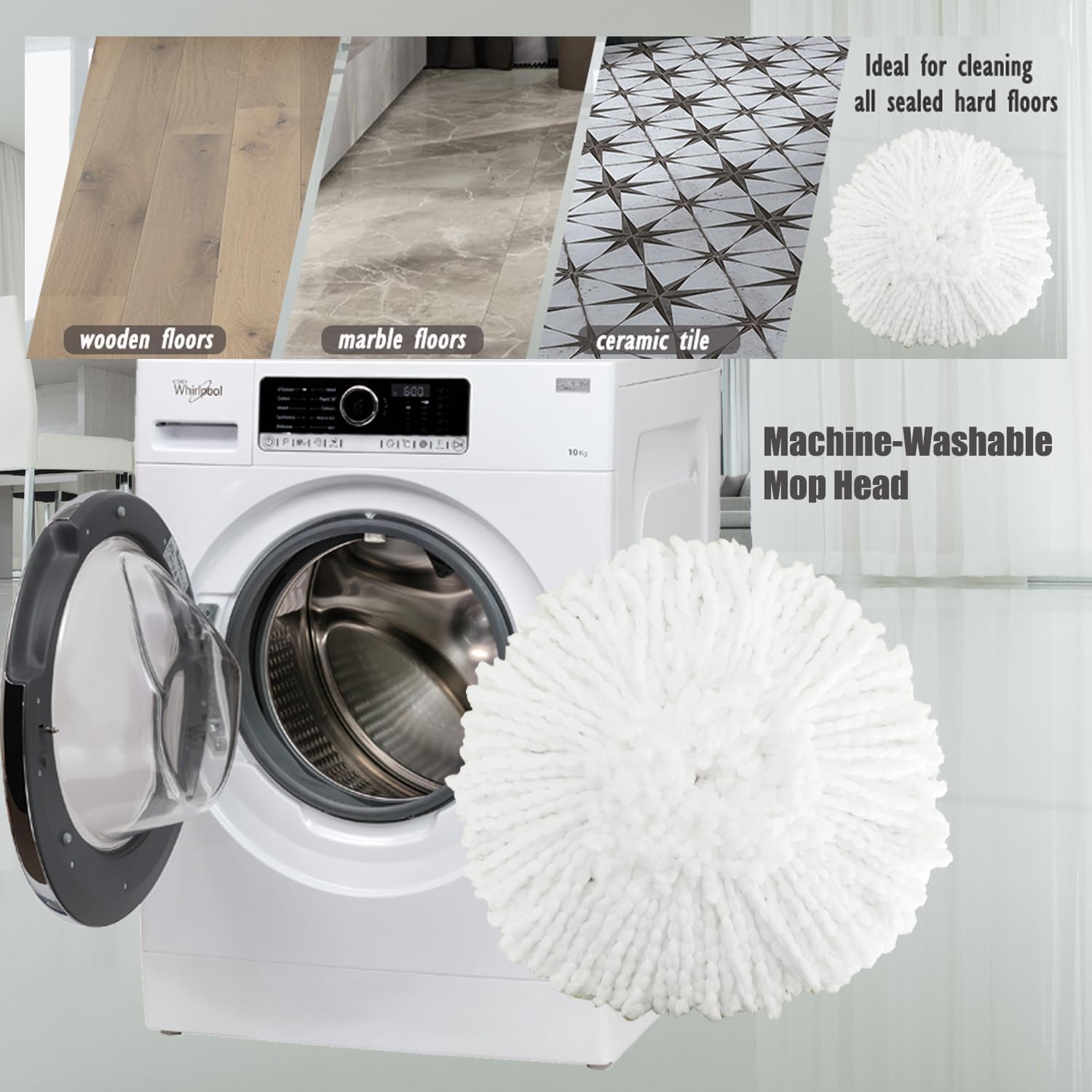 5-Pack Spin Mop Heads - High-Quality Microfiber for Easy Cleaning