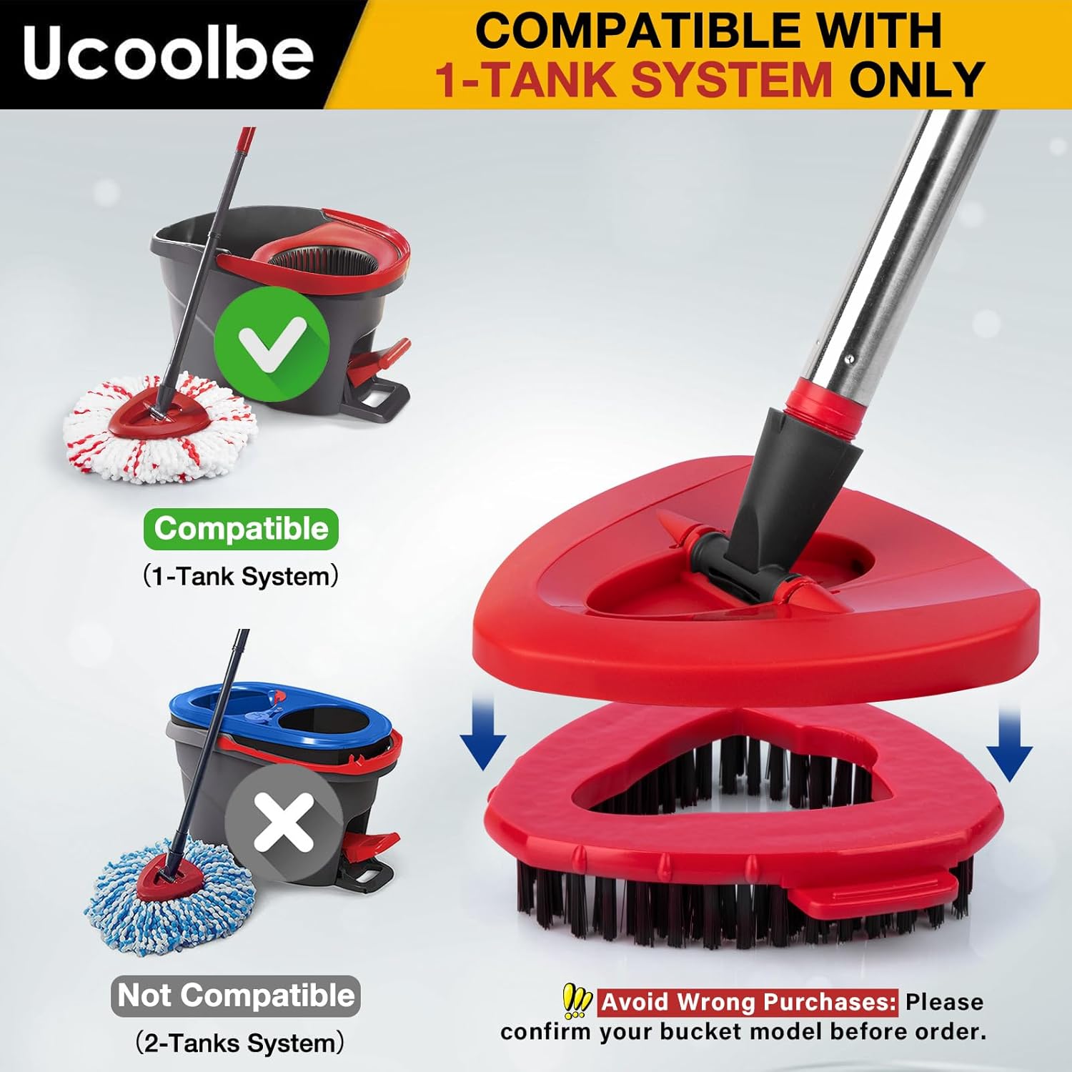 Ucoolbe Spin Mop Scrubber Brush Head Replacement