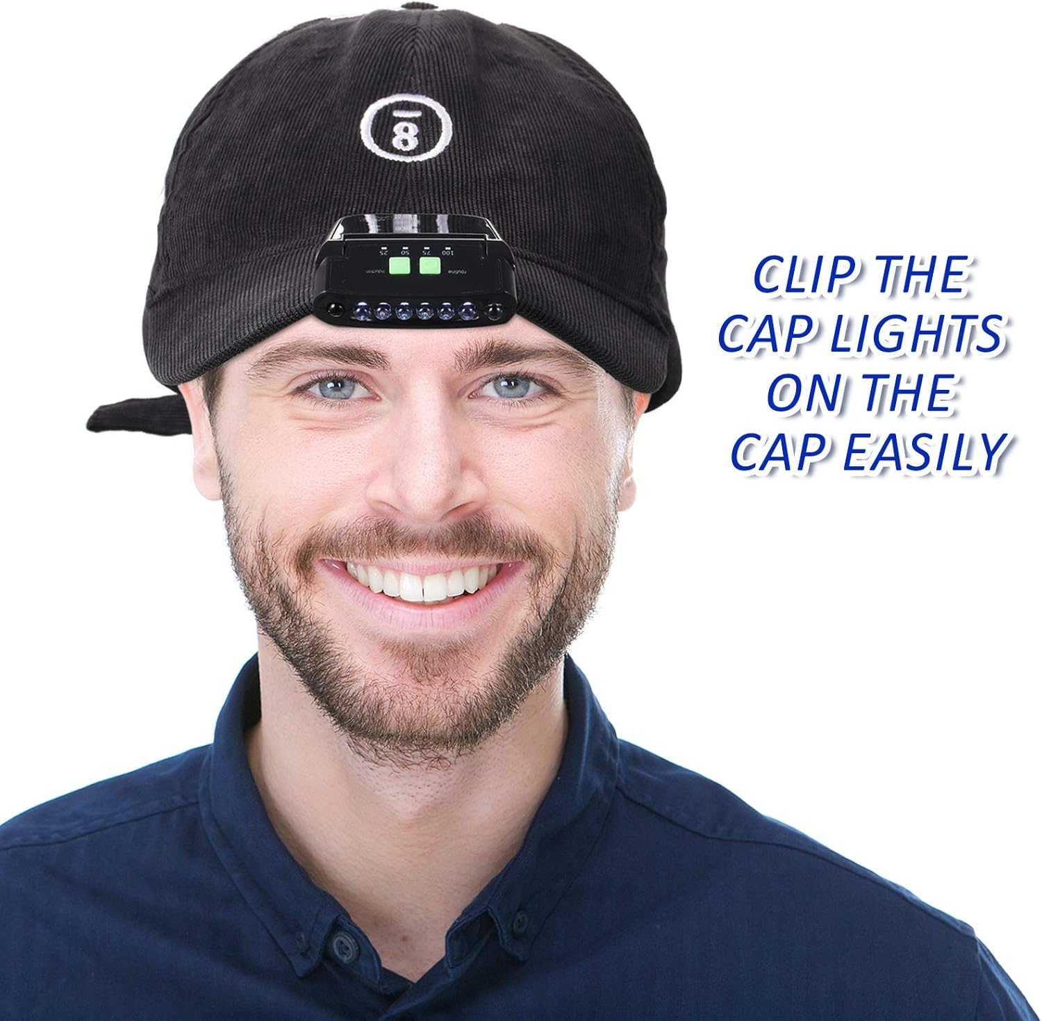 2-Piece LED Cap Lights for Camping Fishing - Rechargeable Waterproof