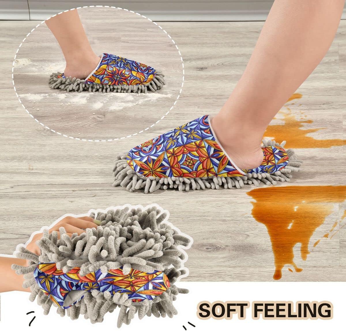 Mexican Talavera Tile Mop Slippers for Cleaning